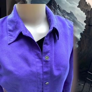 Chico’s Faux‎ Suede Microsuede Indigo button down shirt shacket Chico 1